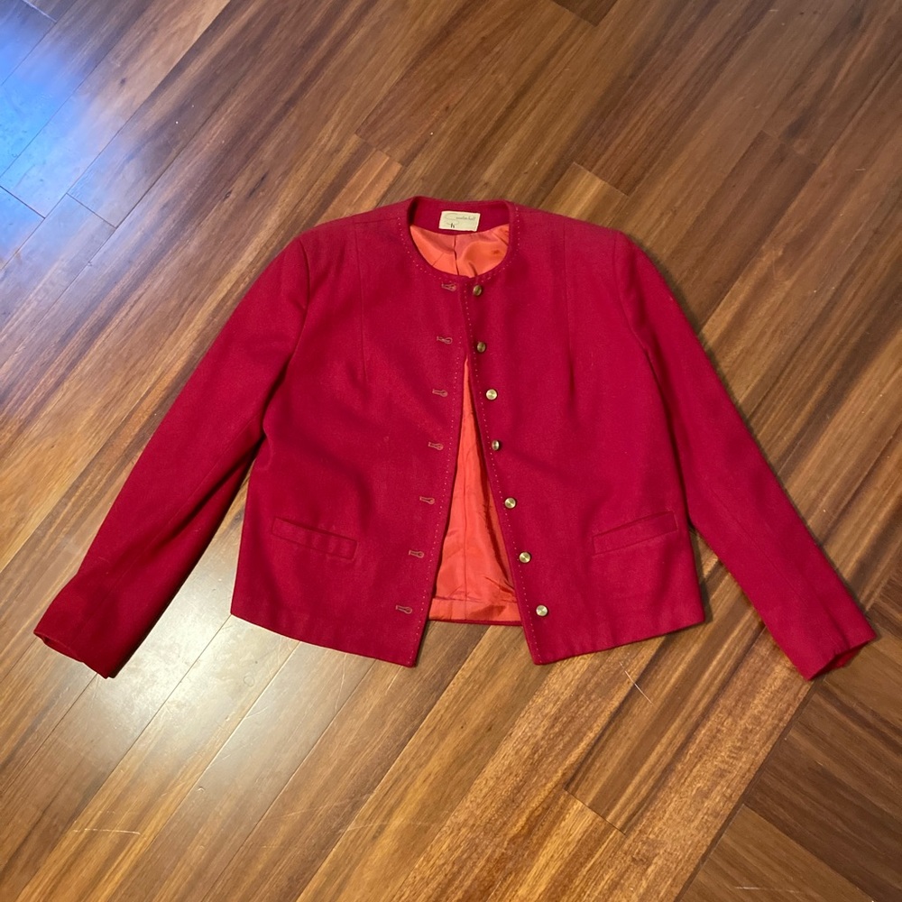 Vintage Women’s Red Wool Cardigan Size Small